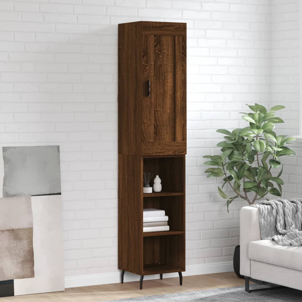 vidaXL Highboard Brown Oak 34.5x34x180 cm Engineered Wood