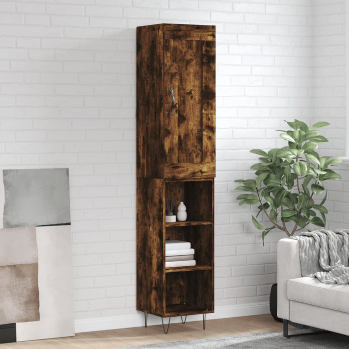 vidaXL Highboard Smoked Oak 34.5x34x180 cm Engineered Wood