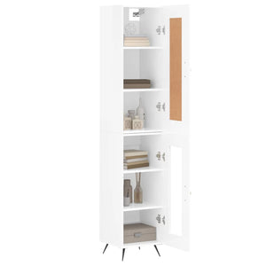 vidaXL Highboard High Gloss White 34.5x34x180 cm Engineered Wood