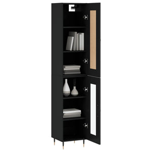 vidaXL Highboard Black 34.5x34x180 cm Engineered Wood