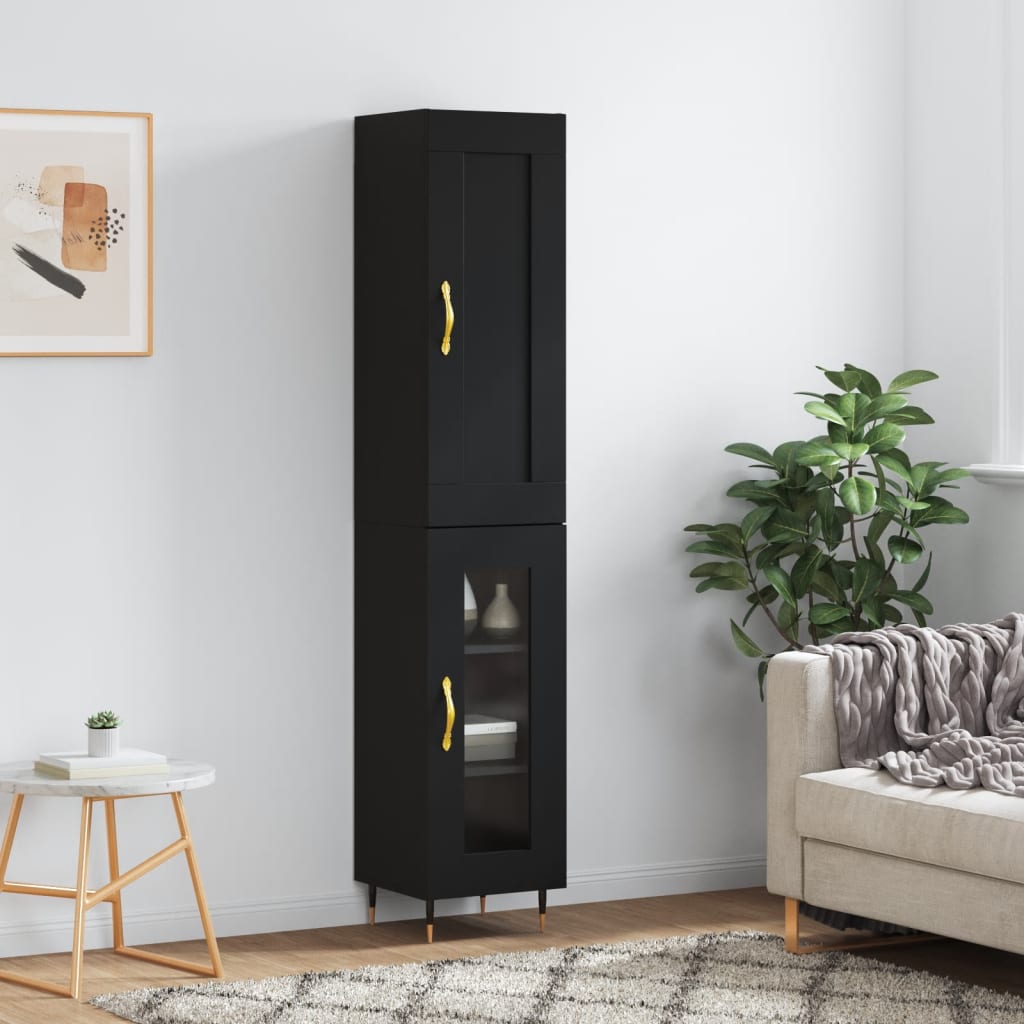 vidaXL Highboard Black 34.5x34x180 cm Engineered Wood