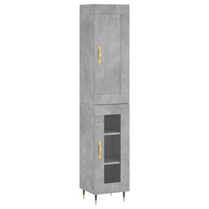 vidaXL Highboard Concrete Grey 34.5x34x180 cm Engineered Wood