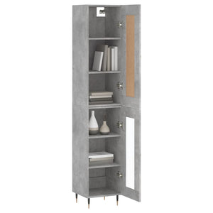 vidaXL Highboard Concrete Grey 34.5x34x180 cm Engineered Wood