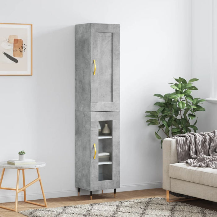 vidaXL Highboard Concrete Grey 34.5x34x180 cm Engineered Wood