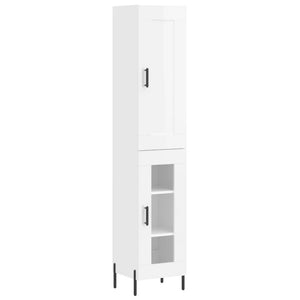 vidaXL Highboard High Gloss White 34.5x34x180 cm Engineered Wood