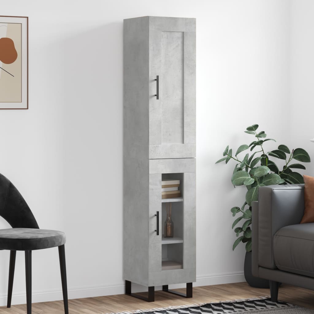 vidaXL Highboard Concrete Grey 34.5x34x180 cm Engineered Wood