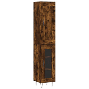 vidaXL Highboard Smoked Oak 34.5x34x180 cm Engineered Wood