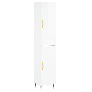 vidaXL Highboard High Gloss White 34.5x34x180 cm Engineered Wood