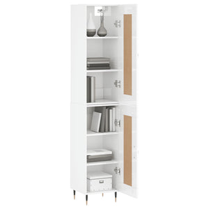 vidaXL Highboard High Gloss White 34.5x34x180 cm Engineered Wood