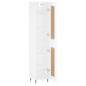 vidaXL Highboard High Gloss White 34.5x34x180 cm Engineered Wood