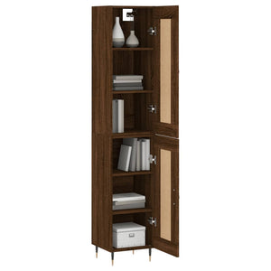 vidaXL Highboard Brown Oak 34.5x34x180 cm Engineered Wood