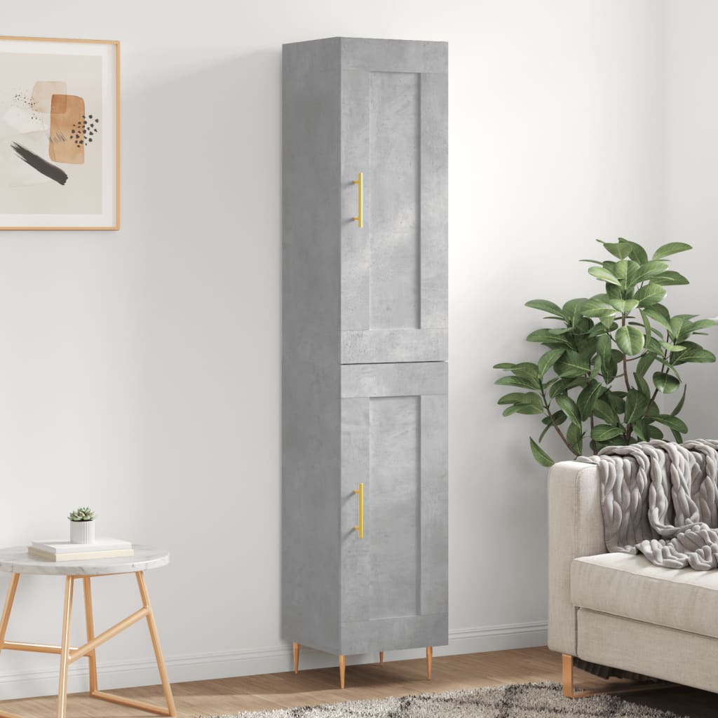 vidaXL Highboard Concrete Grey 34.5x34x180 cm Engineered Wood