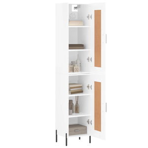 vidaXL Highboard High Gloss White 34.5x34x180 cm Engineered Wood