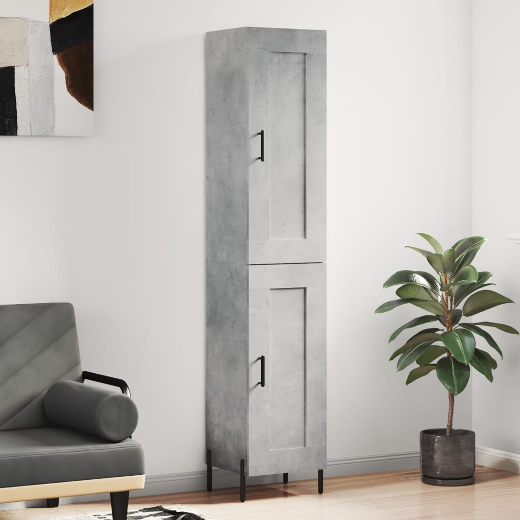 vidaXL Highboard Concrete Grey 34.5x34x180 cm Engineered Wood