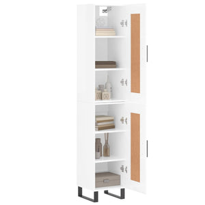 vidaXL Highboard High Gloss White 34.5x34x180 cm Engineered Wood