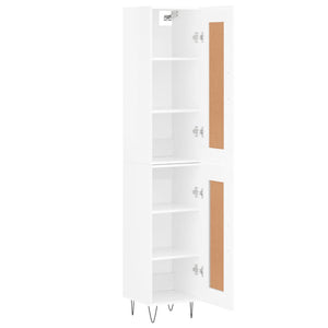 vidaXL Highboard High Gloss White 34.5x34x180 cm Engineered Wood