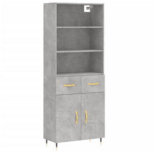 vidaXL Highboard Concrete Grey 69.5x34x180 cm Engineered Wood