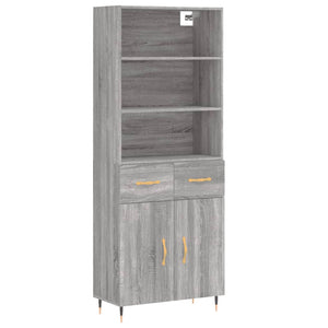 vidaXL Highboard Grey Sonoma 69.5x34x180 cm Engineered Wood