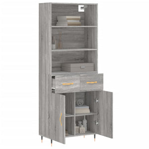 vidaXL Highboard Grey Sonoma 69.5x34x180 cm Engineered Wood