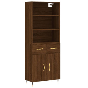 vidaXL Highboard Brown Oak 69.5x34x180 cm Engineered Wood