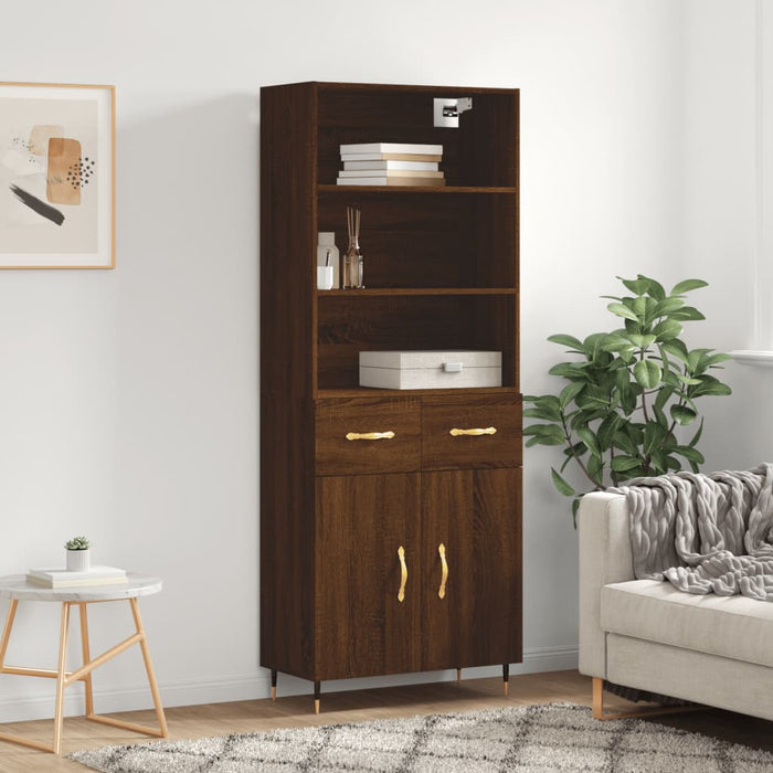 vidaXL Highboard Brown Oak 69.5x34x180 cm Engineered Wood