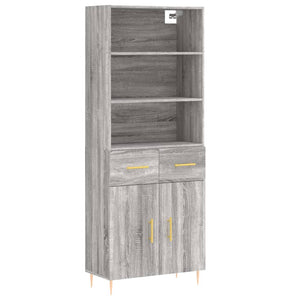 vidaXL Highboard Grey Sonoma 69.5x34x180 cm Engineered Wood