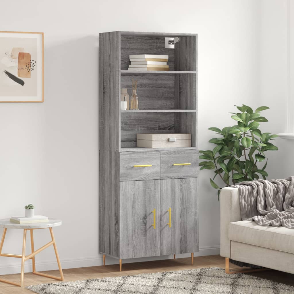 vidaXL Highboard Grey Sonoma 69.5x34x180 cm Engineered Wood