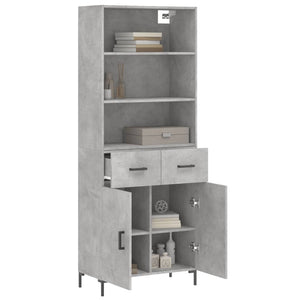 vidaXL Highboard Concrete Grey 69.5x34x180 cm Engineered Wood