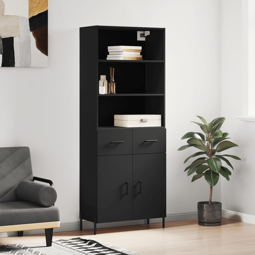 vidaXL Highboard Black 69.5x34x180 cm Engineered Wood