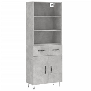 vidaXL Highboard Concrete Grey 69.5x34x180 cm Engineered Wood