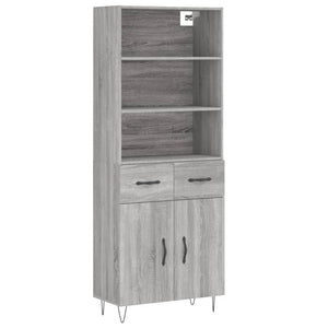 vidaXL Highboard Grey Sonoma 69.5x34x180 cm Engineered Wood