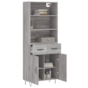 vidaXL Highboard Grey Sonoma 69.5x34x180 cm Engineered Wood