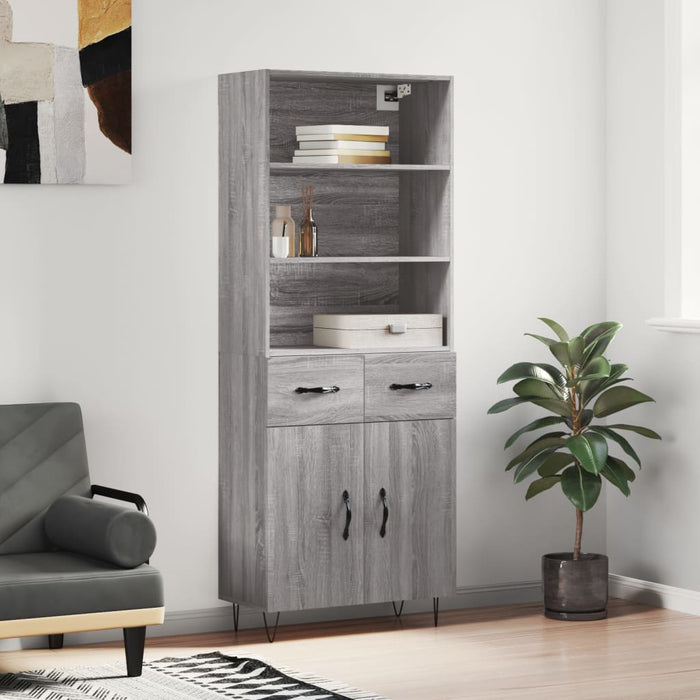 vidaXL Highboard Grey Sonoma 69.5x34x180 cm Engineered Wood