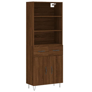 vidaXL Highboard Brown Oak 69.5x34x180 cm Engineered Wood