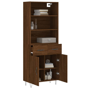 vidaXL Highboard Brown Oak 69.5x34x180 cm Engineered Wood