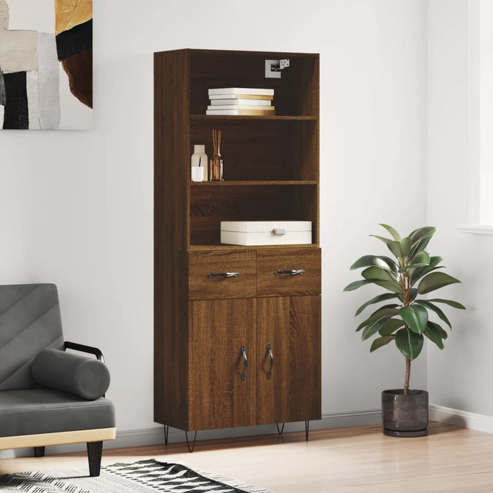 vidaXL Highboard Brown Oak 69.5x34x180 cm Engineered Wood