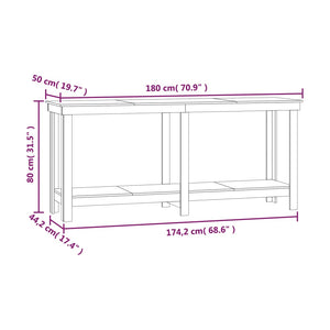 vidaXL Work Bench Grey 180x50x80 cm Solid Wood Pine