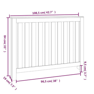 vidaXL Radiator Cover White 108.5x19x84 cm Solid Wood Pine