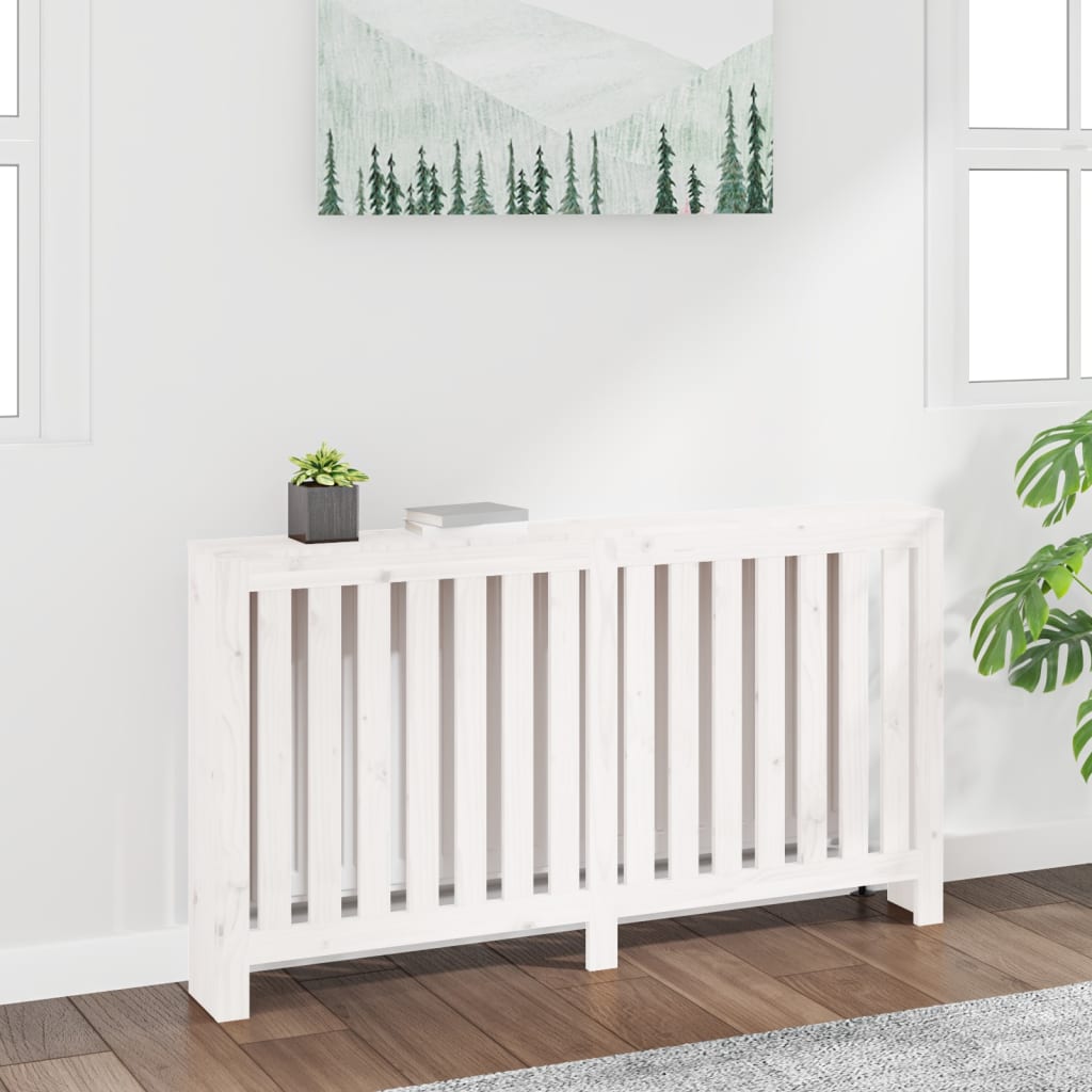 vidaXL Radiator Cover White 153x19x84 cm Solid Wood Pine