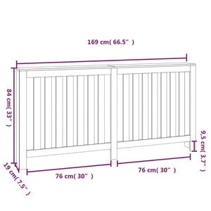 vidaXL Radiator Cover 169x19x84 cm Solid Wood Pine