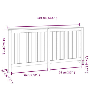 vidaXL Radiator Cover Grey 169x19x84 cm Solid Wood Pine