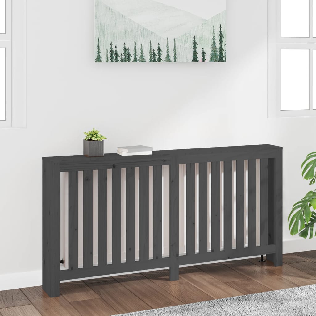 vidaXL Radiator Cover Grey 169x19x84 cm Solid Wood Pine