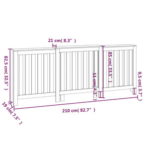 vidaXL Radiator Cover 210x21x85 cm Solid Wood Pine