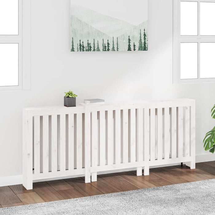 vidaXL Radiator Cover White 210x21x85 cm Solid Wood Pine