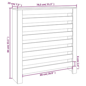 vidaXL Radiator Cover Grey 79.5x19x84 cm Solid Wood Pine