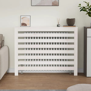 vidaXL Radiator Cover White 108.5x19x84 cm Solid Wood Pine