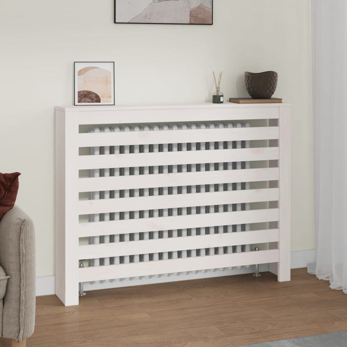 vidaXL Radiator Cover White 108.5x19x84 cm Solid Wood Pine