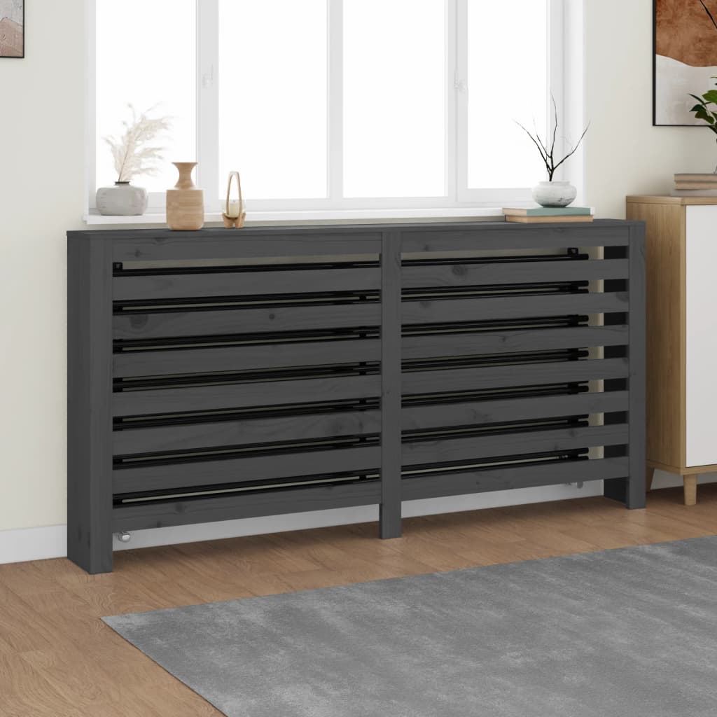 vidaXL Radiator Cover Grey 169x19x84 cm Solid Wood Pine