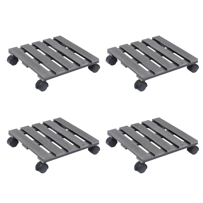 vidaXL Plant Trolleys 4 pcs Grey 30x30x7,5 cm WPC