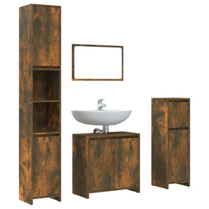 vidaXL 4 Piece Bathroom Furniture Set Smoked Oak Engineered Wood